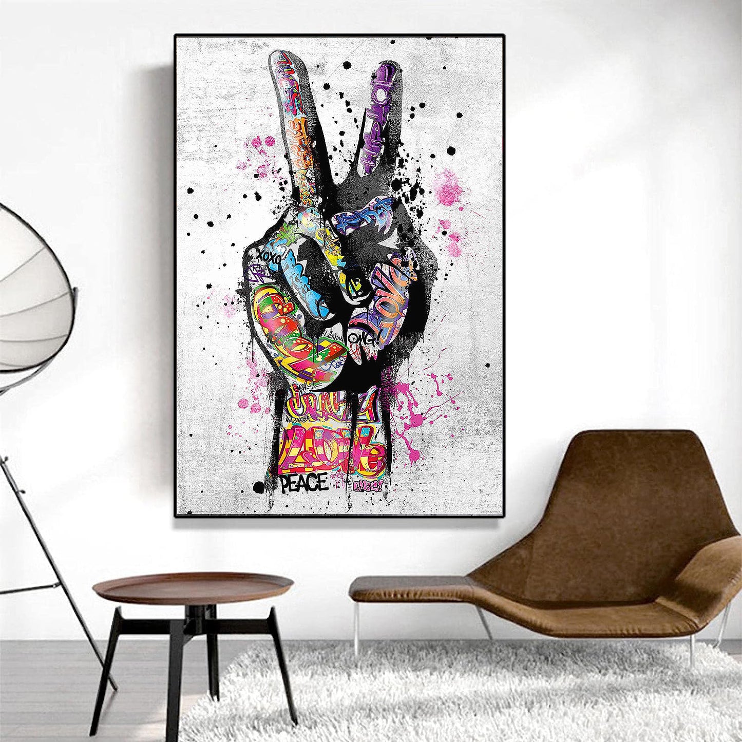 x663 XXL Leinwandbilder Victory Zeichen Banksy Finger Hand Street Art Cool Typo Grunge Frieden - MEGA XXXL 160X90 CM Leinwandbilder inkl. Holzrahmen