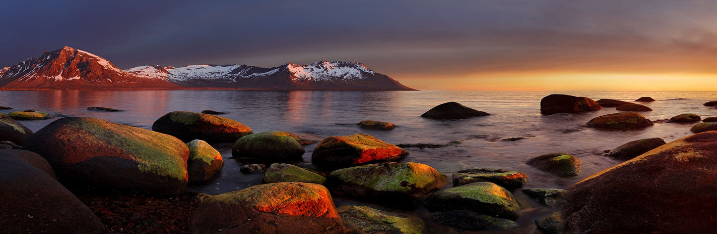 PANORAMA41 - XXL-LEINWANDBILDER-PANORAMA-STEINE-UFER-MEER-SEE-OZEAN-BERGE-SONNENAUFGANG-SONNENUNTERGANG-HIMMEL