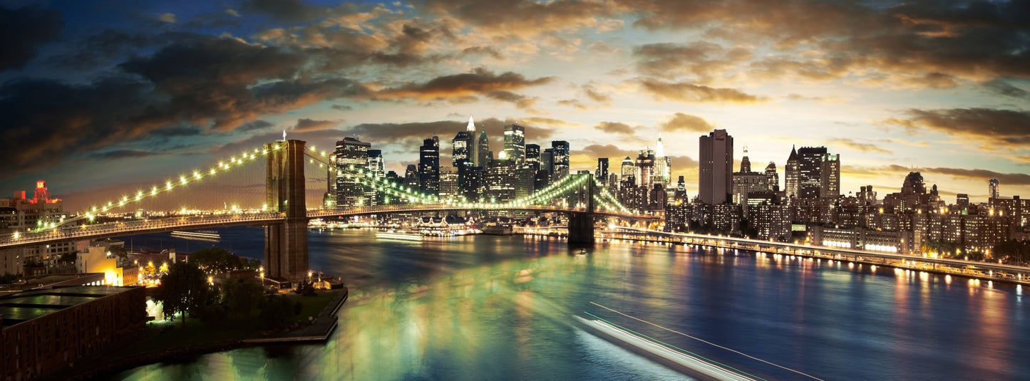 PANORAMA52 - XXL-LEINWANDBILDER-PANORAMA-NEW-YORK-SKYLINE-HIMMEL-STADT-BROOKLYN-BRIDGE