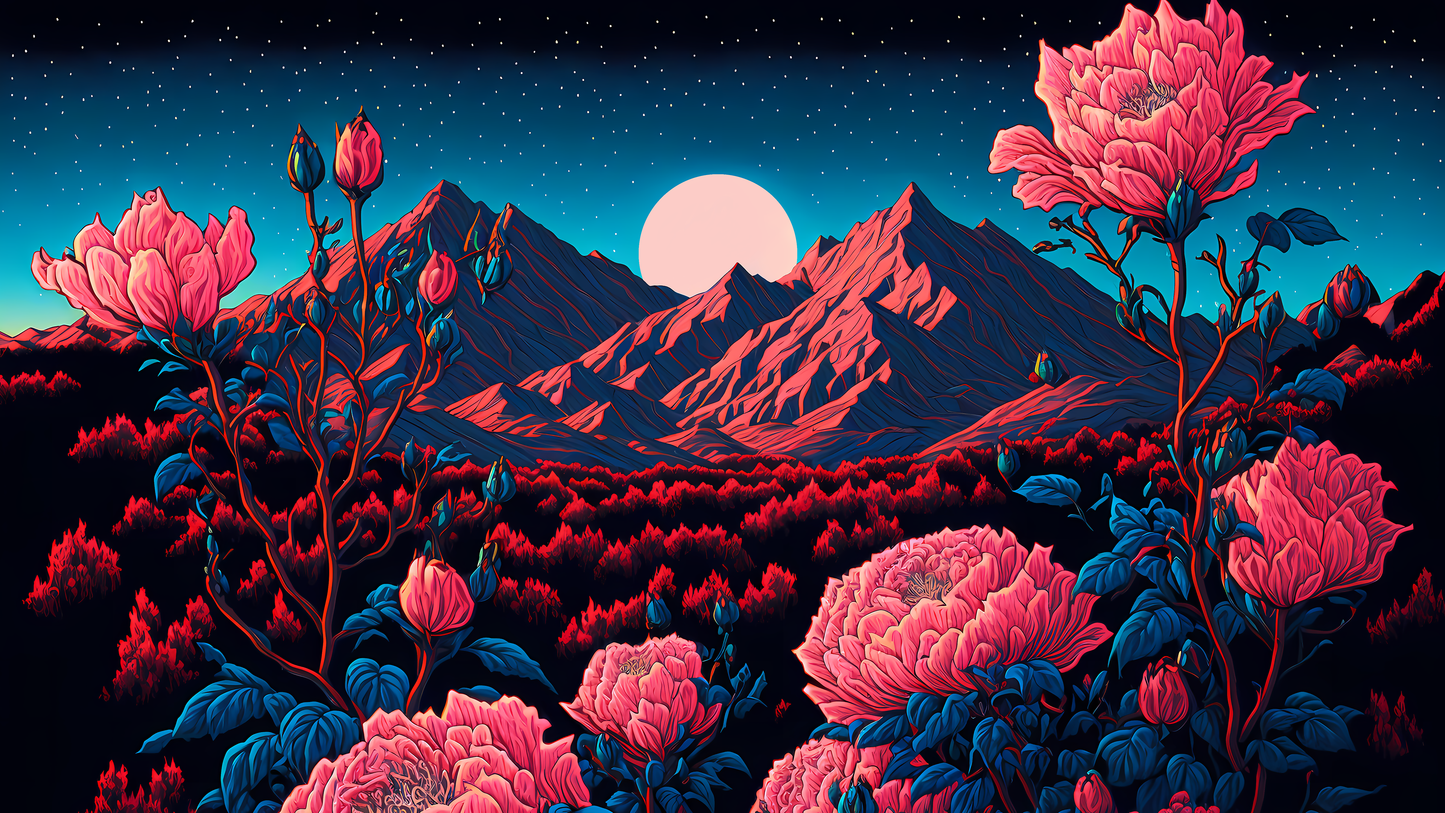 ROSA BLUMENFELD IN DER WÜSTE - MEGA XXXL 160X90 CM Leinwandbilder inkl. Holzrahmen NATUR LILA ROSA