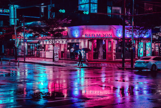 X533 XXL LEINWANDBILDER STADT BEI NACHT TOKYO SPIEGELUNG REGEN GEWITTER - MEGA XXXL 160X90 CM Leinwandbilder inkl. Holzrahmen