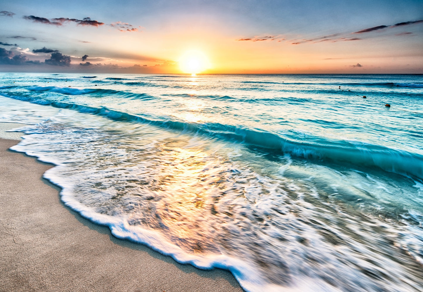 X534 XXL LEINWANDBILDER STRAND SONNENUNTERGANG MEER OZEAN WASSER BLAU ORANGE NATUR - MEGA XXXL 160X90 CM Leinwandbilder inkl. Holzrahmen