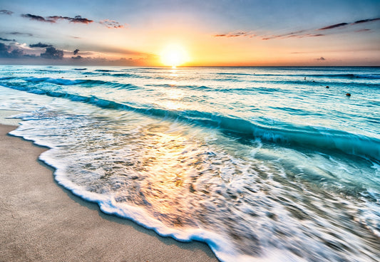 X534 XXL LEINWANDBILDER STRAND SONNENUNTERGANG MEER OZEAN WASSER BLAU ORANGE NATUR - MEGA XXXL 160X90 CM Leinwandbilder inkl. Holzrahmen