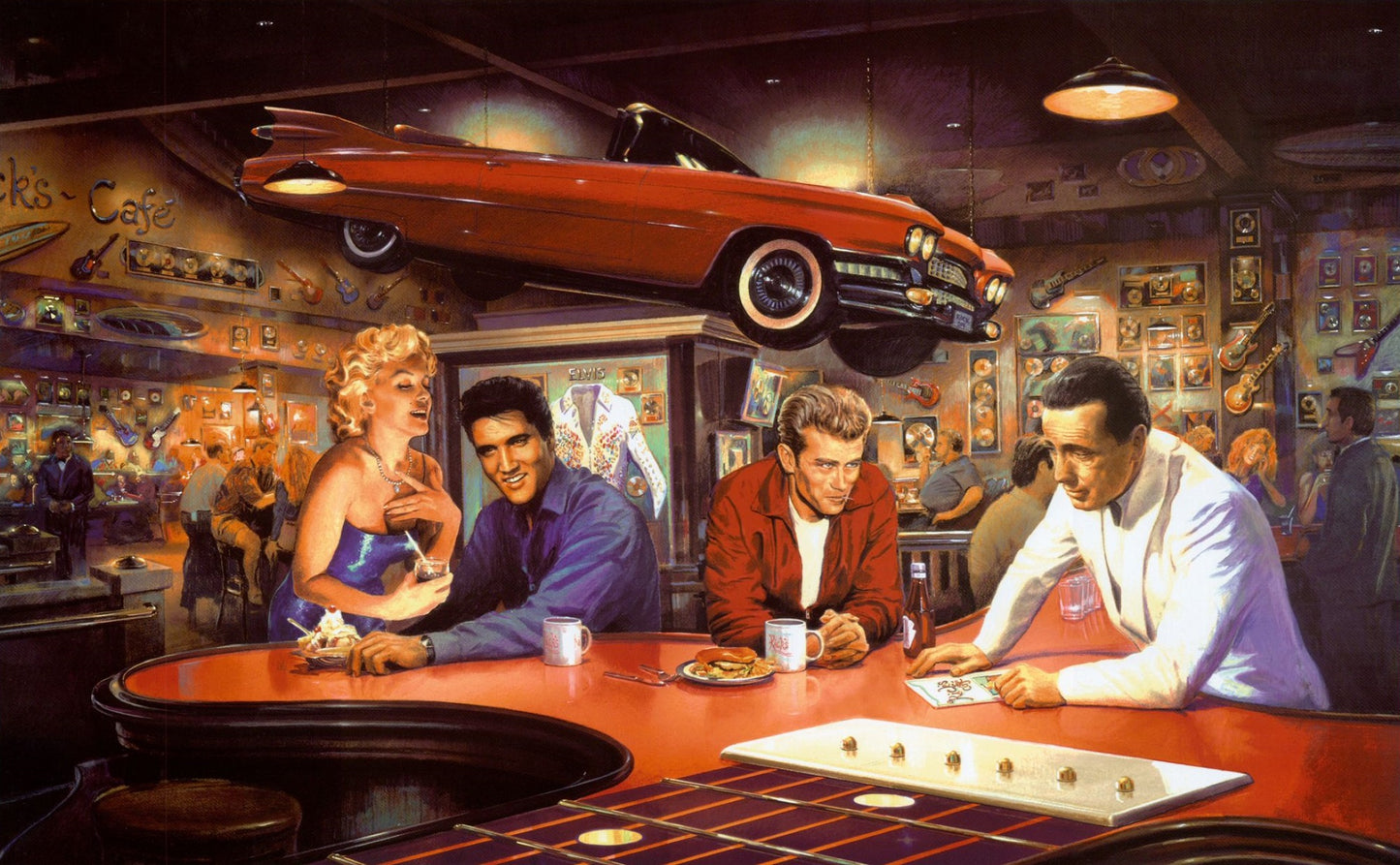 X739 - XXXL LEINWANDBILDER INKLUSIVE HOLZRAHMEN -Poker Casino Kunst Gemälde Spieleabend Glücksspiel Künstler Kunstwerk Pokerface Casinoszene Marilyn Monroe Elvis Presley James Dean Humphrey Bogart