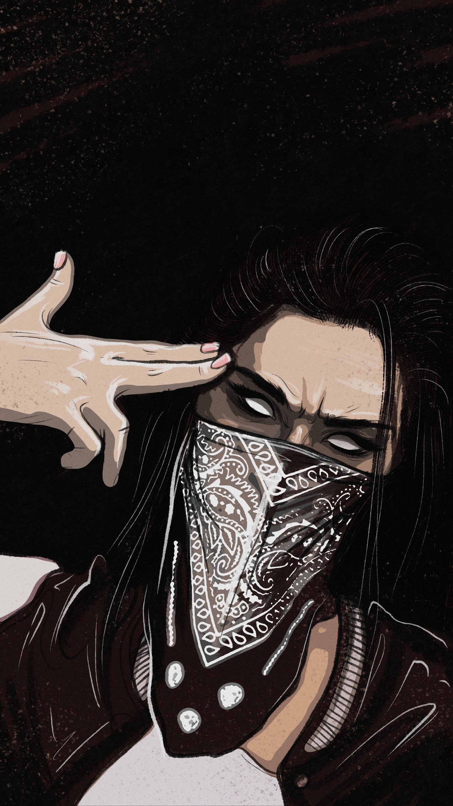 X786 - XXXL LEINWANDBILDER INKLUSIVE HOLZRAHMEN Zeichnung Frau Bandana Kunst Illustration Porträt Künstler Kreativität Moderne Kunst Gesichtsschutz