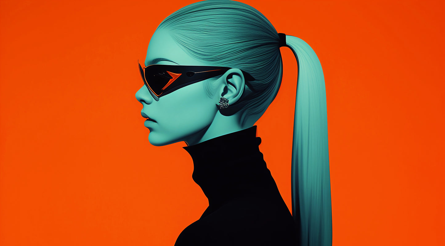 X789 - XXXL LEINWANDBILDER INKLUSIVE HOLZRAHMEN Frau Pferdeschwanz Sonnenbrille Sommerlook Mode Stylish Beauty OutfitInspiration StreetStyle Lifestyle