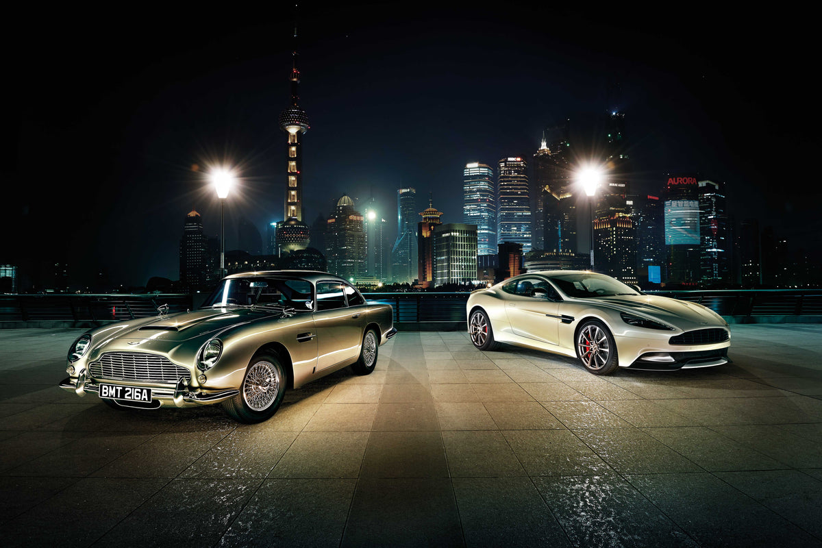 XXL Leinwandbilder Aston Martin Alt & Neu British Racing Green