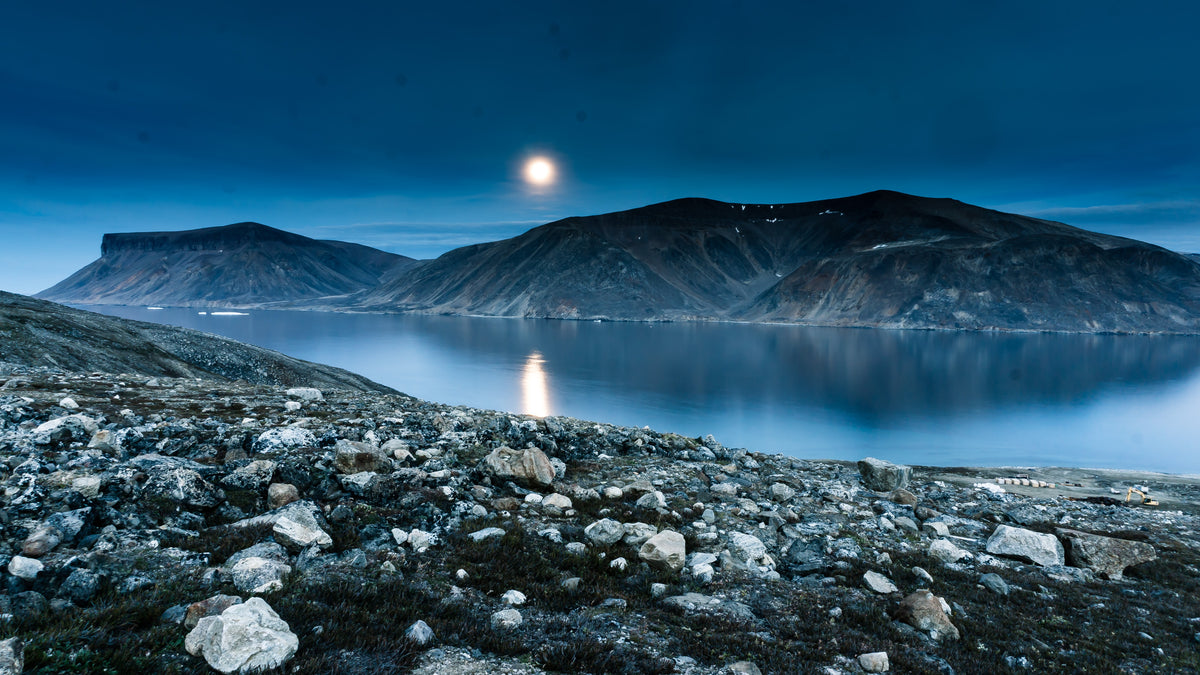 XXL Leinwandbilder Island Berge Vollmond Nacht Reflektion im Wasser