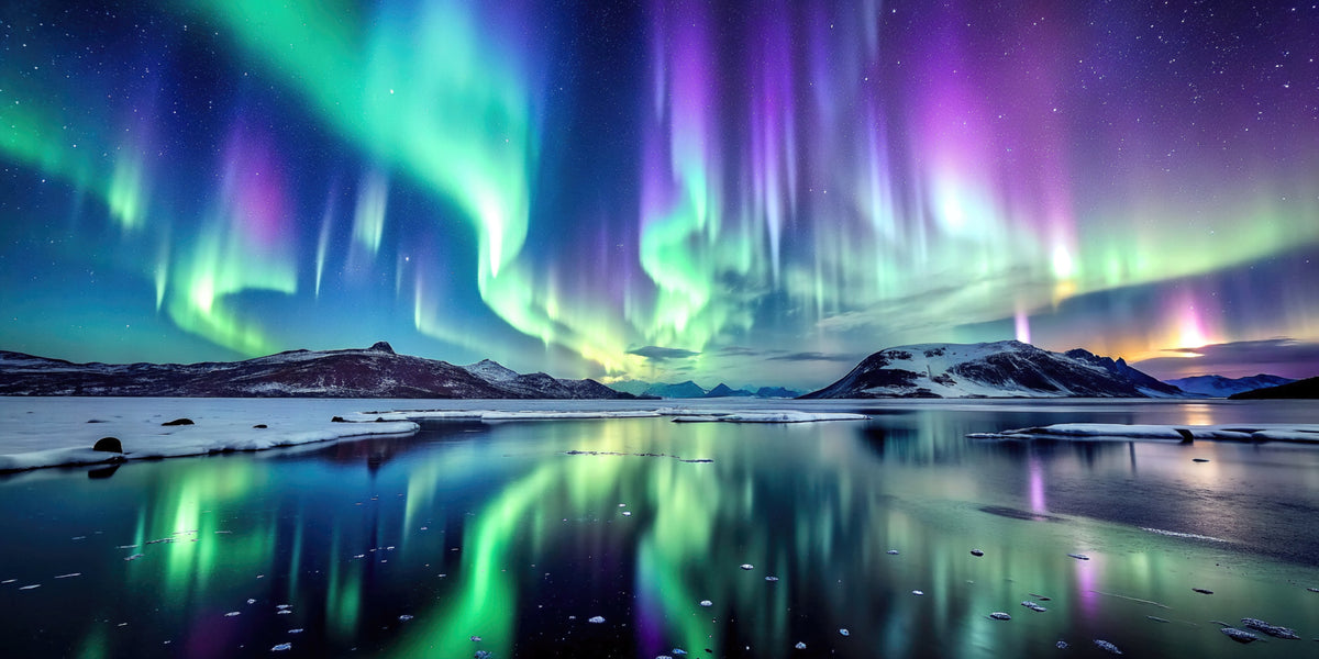 XXL Leinwandbilder Northern Lights Auroralichter Polarlichter Gefrorener See