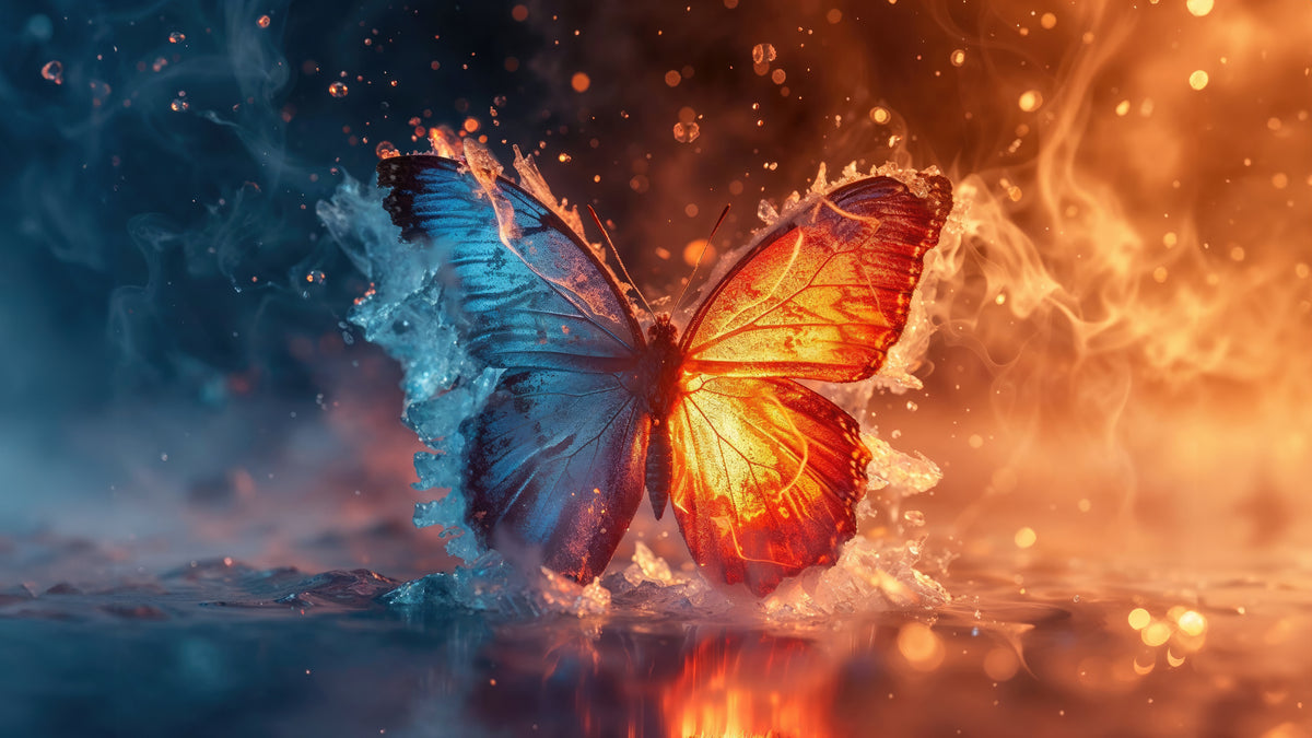 XXL Leinwandbilder Schmetterling Feuer und Eis