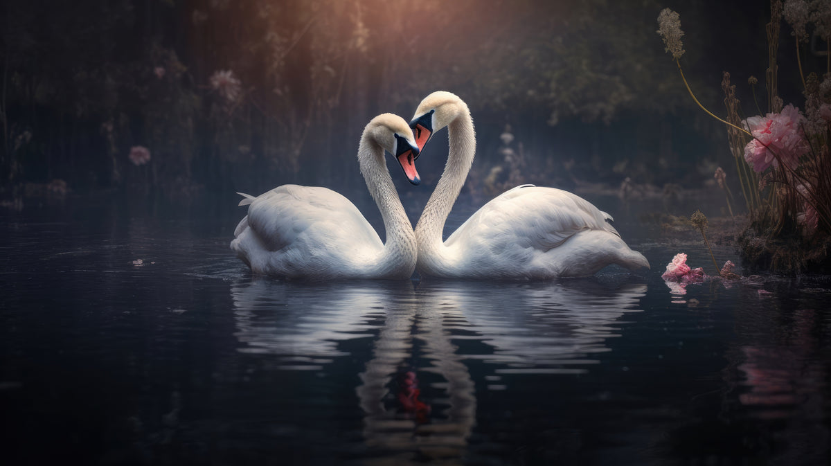 XXL Leinwandbilder Swans Love