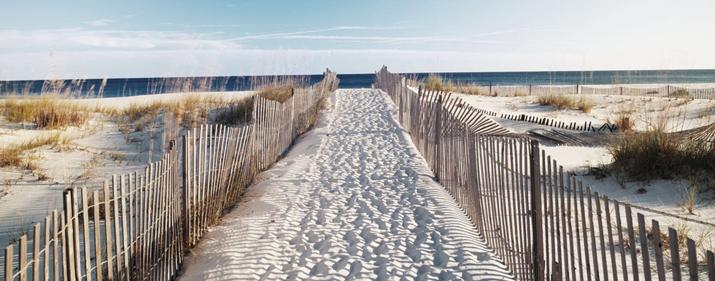 panorama-203 XXL Leinwandbilder inklusive Holzrahmen Strandweg Sanddünen Strandliebe Naturgenuss Urlaub Am Meer Küstenlandschaft Sommerfeeling Meeresrauschen Naturfotografie Traumstrand