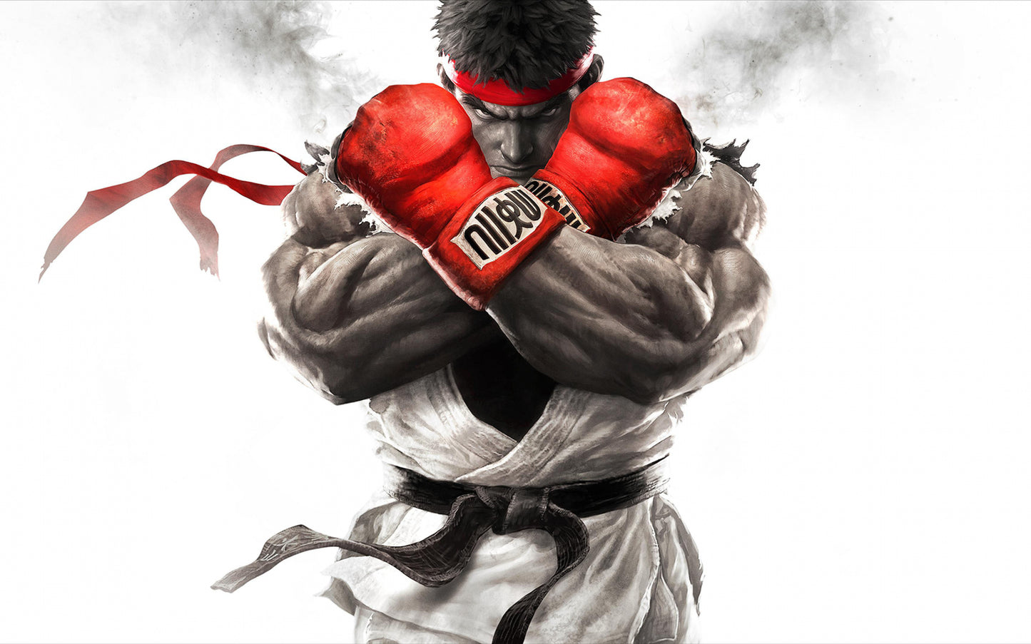 x571 XXL Leinwandbilder Street Fighter Ryu Boxhandschuhe Videospiel Kult Schwarzer Gürtel Fighting- MEGA XXXL 160X90 CM Leinwandbilder inkl. Holzrahmen