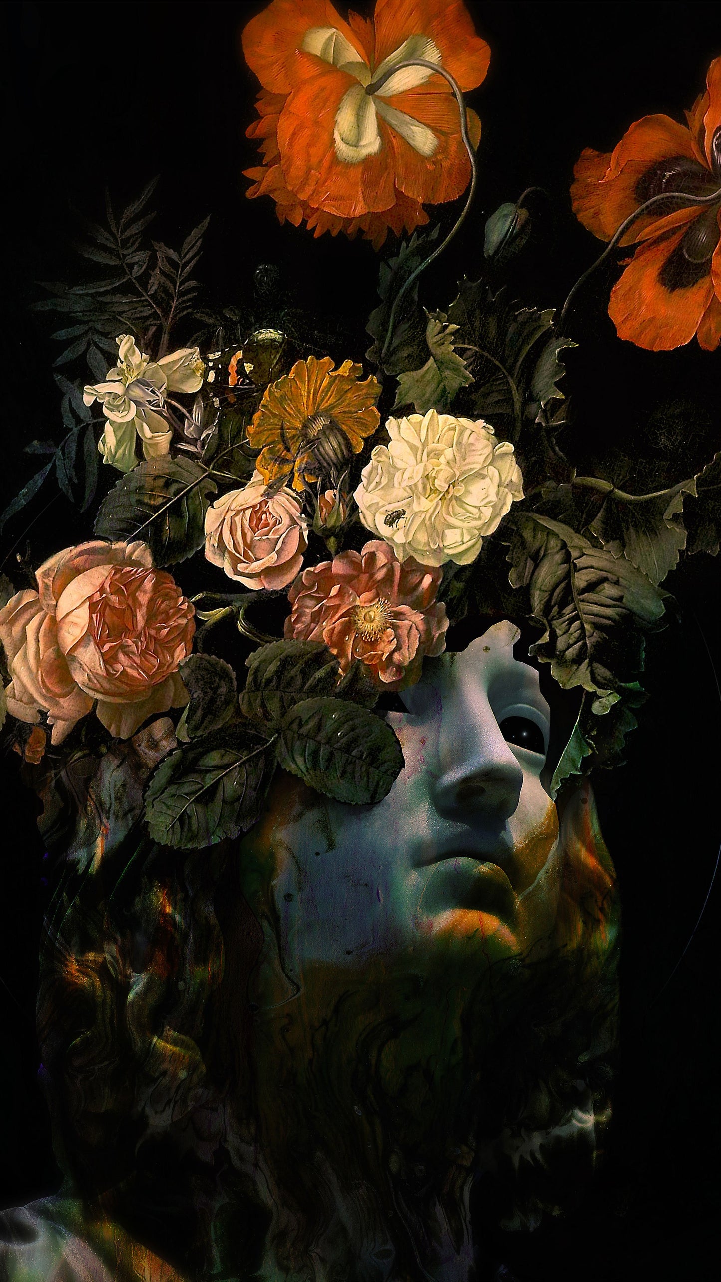 x572 XXL Leinwandbilder Stillleben Paris Poster Statue schwarze Augen Blumen - MEGA XXXL 160X90 CM Leinwandbilder inkl. Holzrahmen