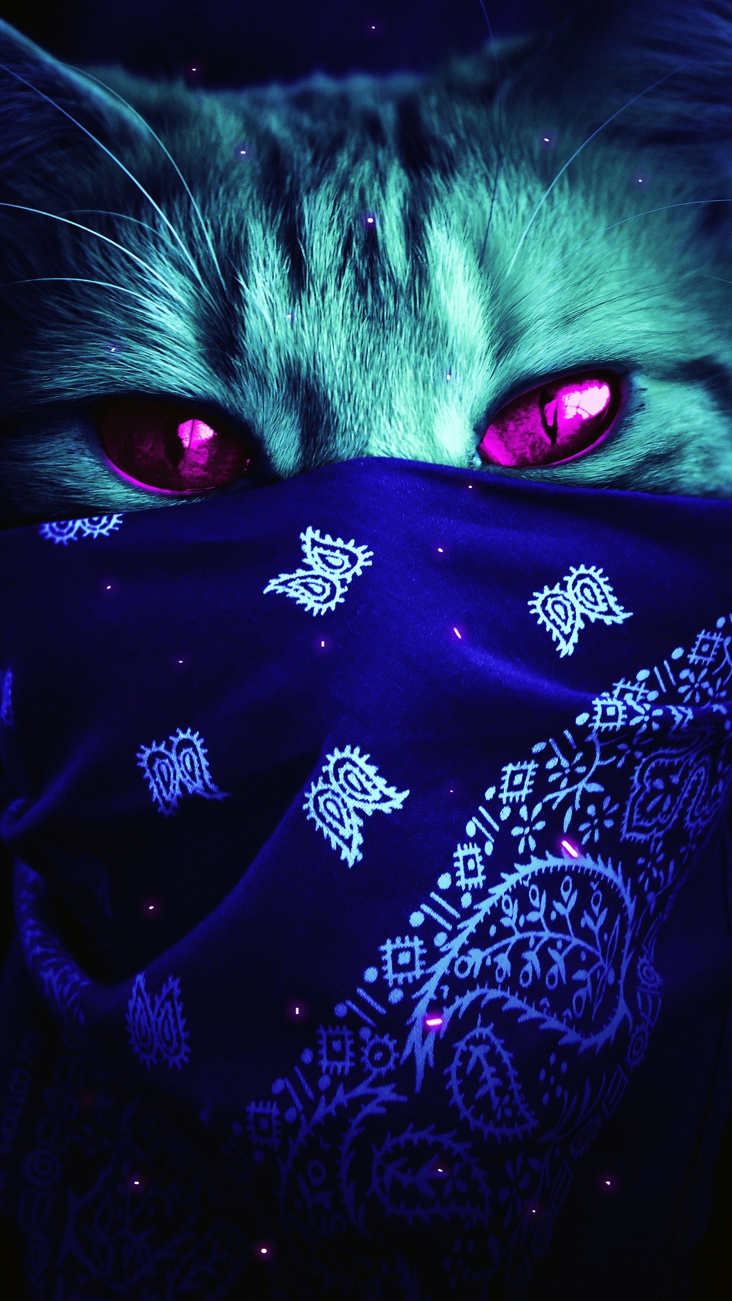 x580 XXL Leinwandbilder Gangsta Cat Felidae Coole Katze Bandana Violetaugen Böser blick - MEGA XXXL 160X90 CM Leinwandbilder inkl. Holzrahmen