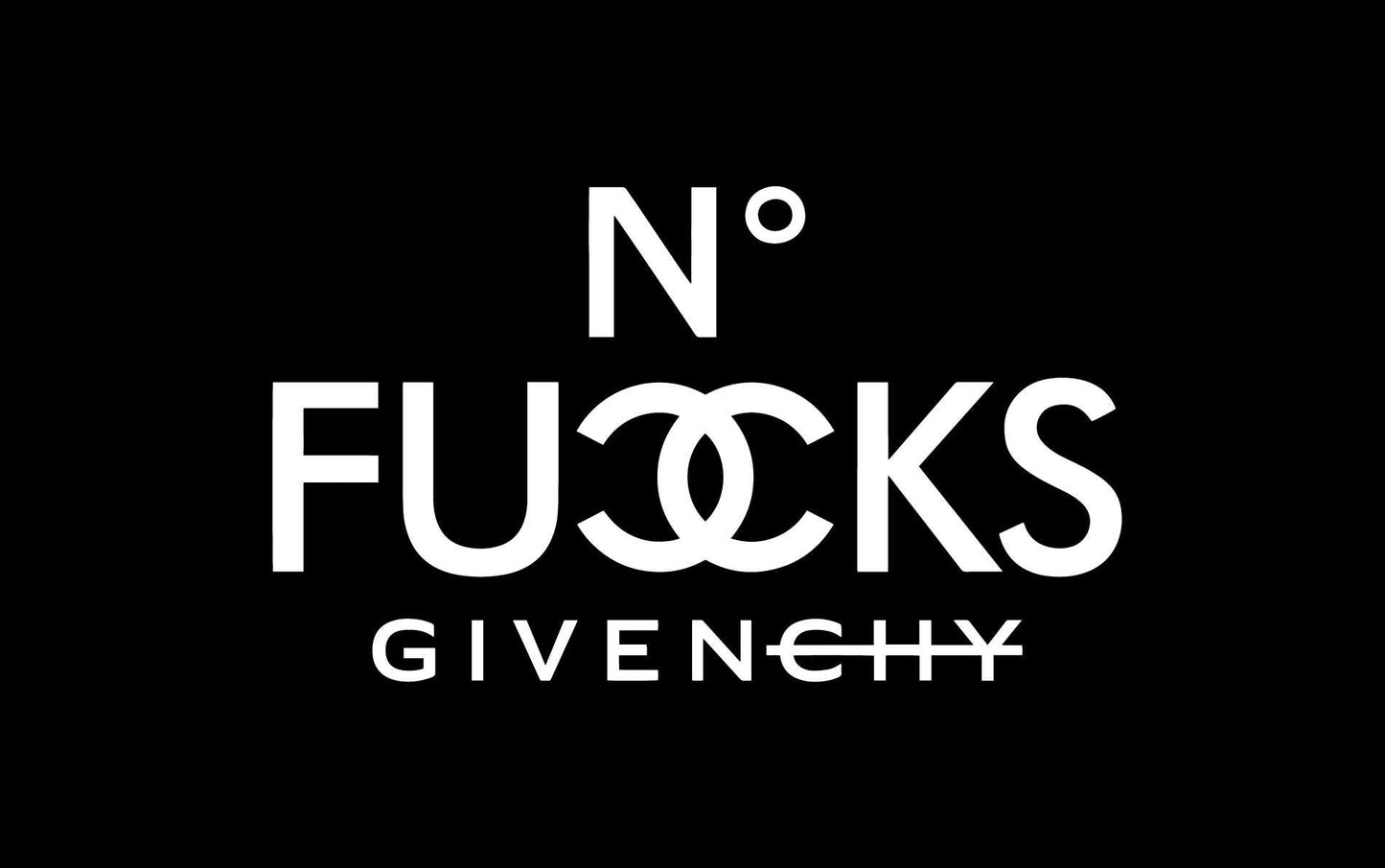 x592 XXL LEINWANDBILDER - LEINWANDDRUCK MIT HOLZRAHMEN - No fucks Givenchy Mode Luxus Marken Logo Schwarz Weiß Witzig Wortspiel