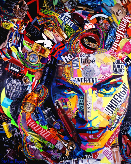 x598 XXL Leinwandbilder Madonna Pop Art Handgemalt Collage Look Musik Star Crazy  - MEGA XXXL 160X90 CM Leinwandbilder inkl. Holzrahmen