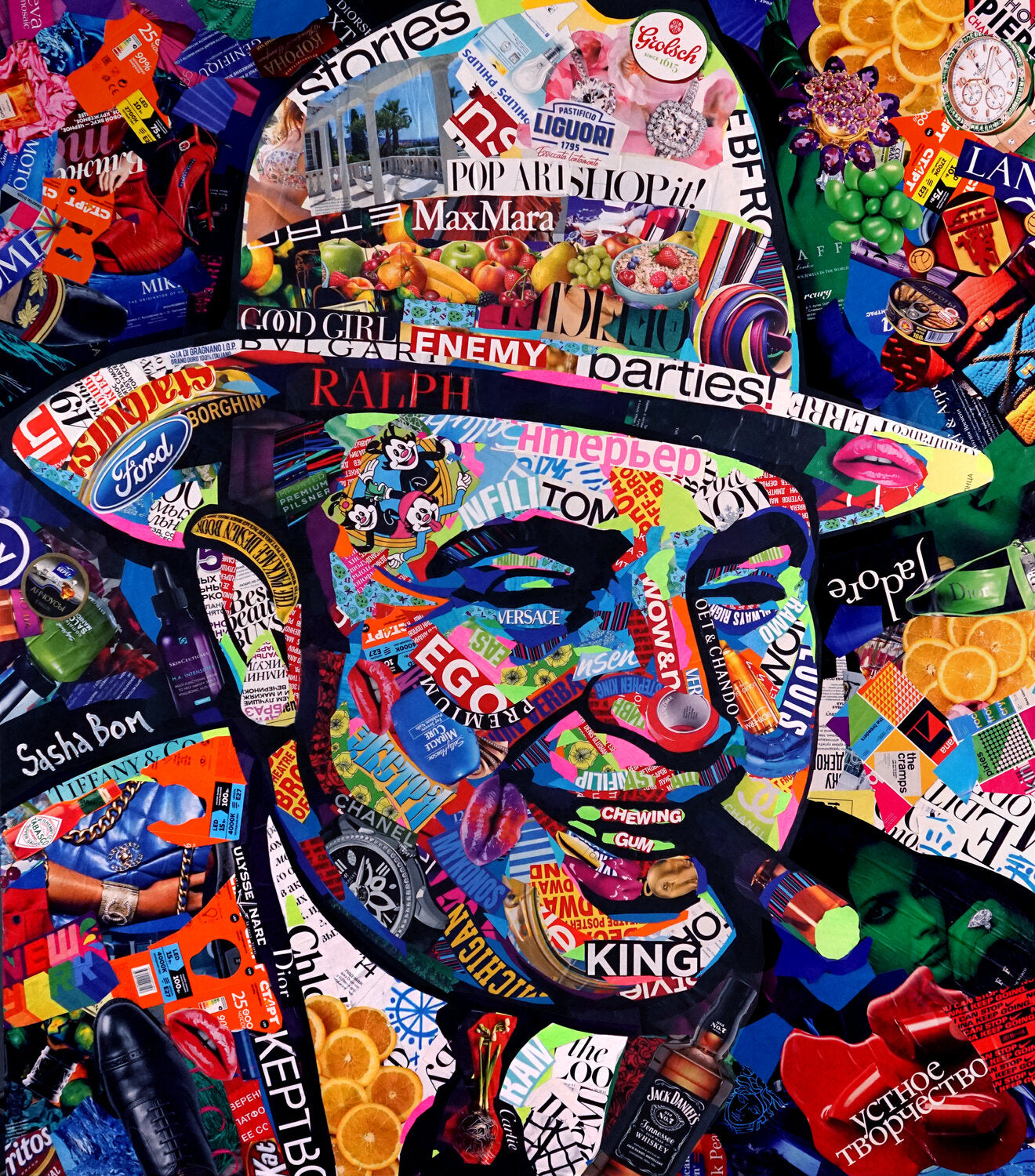 x599 XXL Leinwandbilder Scarface Zigarre Al Capone Gangster Americas most wanted Handgemalt Gemälde - MEGA XXXL 160X90 CM Leinwandbilder inkl. Holzrahmen