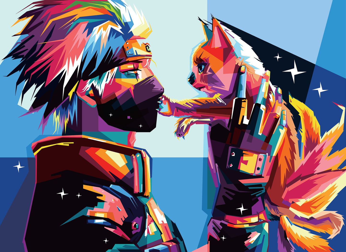 x613 XXL Leinwandbilder Naruto Katze Digital Vektor Art Comic Anime Manga Zeichentrick Serien Bunt - MEGA XXXL 160X90 CM Leinwandbilder inkl. Holzrahmen
