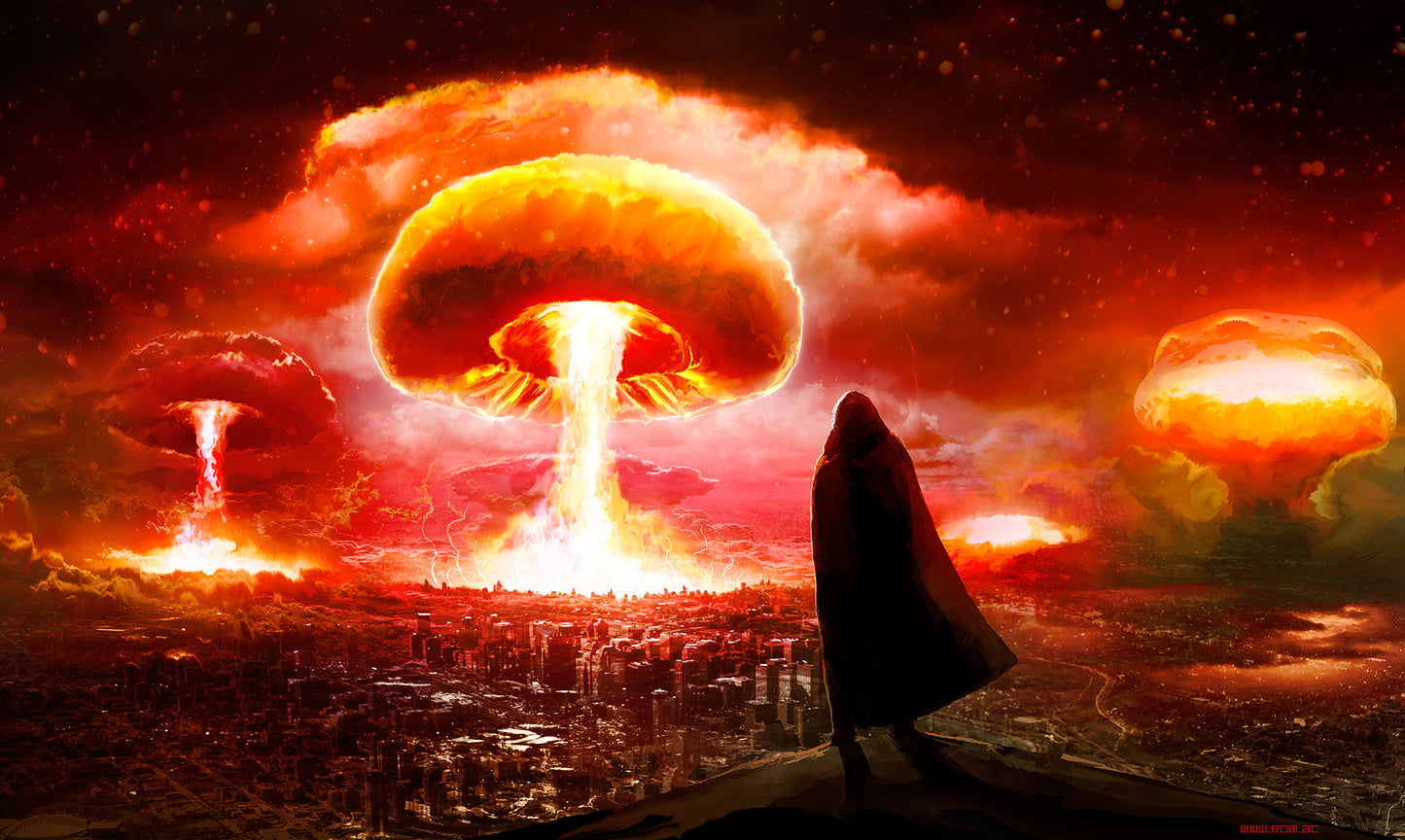 x615 XXL Leinwandbilder Nuklear Atombombe Pilz Mushroom Weltuntergang Krieg Feuer Mann- MEGA XXXL 160X90 CM Leinwandbilder inkl. Holzrahmen