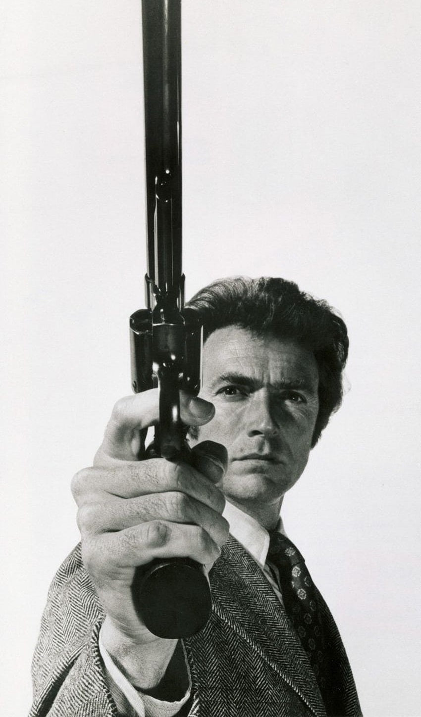 x664 XXL Leinwandbilder Clint Eastwood Dirty Harry Filme Hollywood Stars Schwarz Weiss Waffen - MEGA XXXL 160X90 CM Leinwandbilder inkl. Holzrahmen