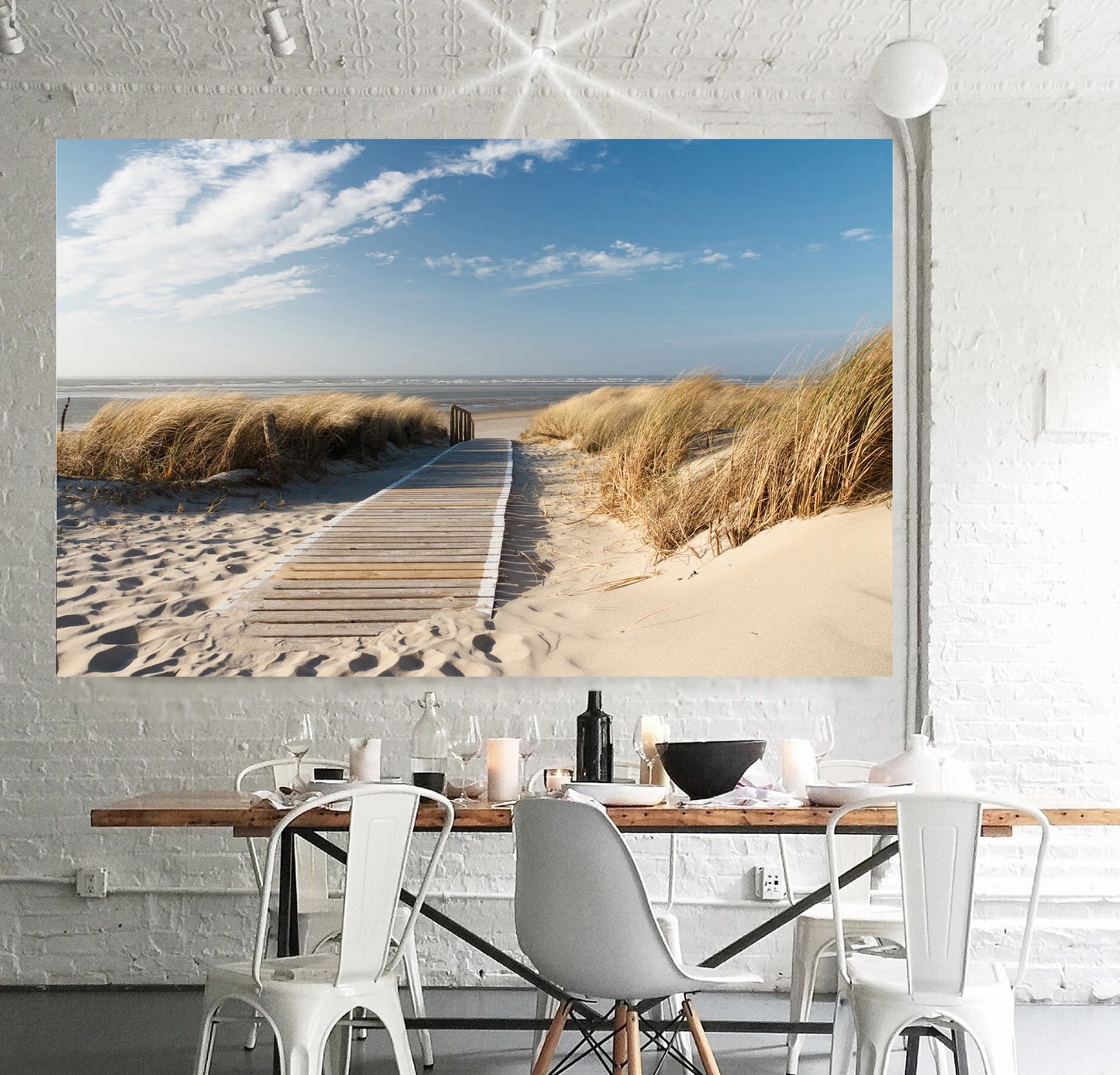 MEGA XXXL 160X90 CM Leinwandbilder inkl. Holzrahmen L33 Sylt Steg