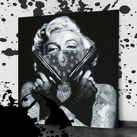MEGA XXXL 160X90 CM Leinwandbilder inkl. Holzrahmen - MARILYN GUNS W68