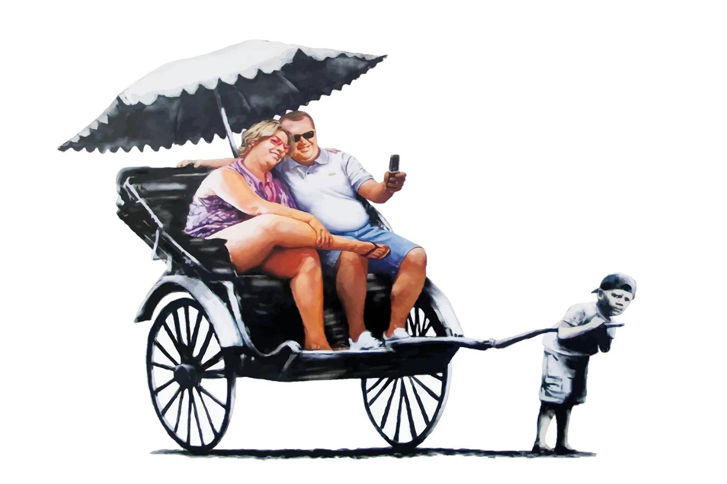 MEGA XXXL 160X90 CM Leinwandbilder inkl. Holzrahmen BANKSY HOW THE WORLD VIEWS THE WEST