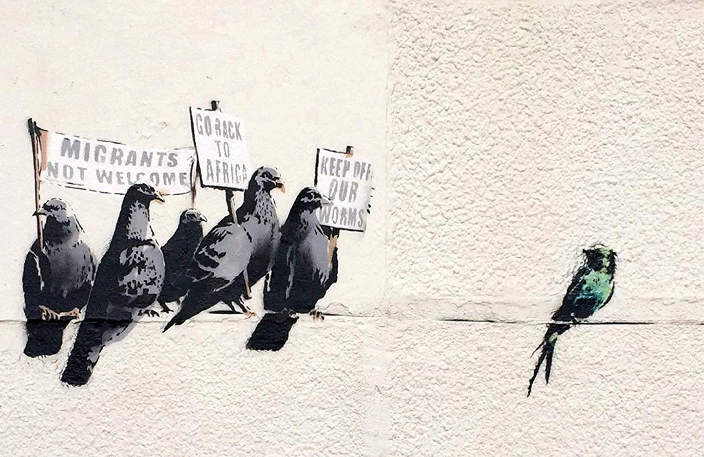 MEGA XXXL 160X90 CM Leinwandbilder inkl. Holzrahmen BANKSY ONE OF US