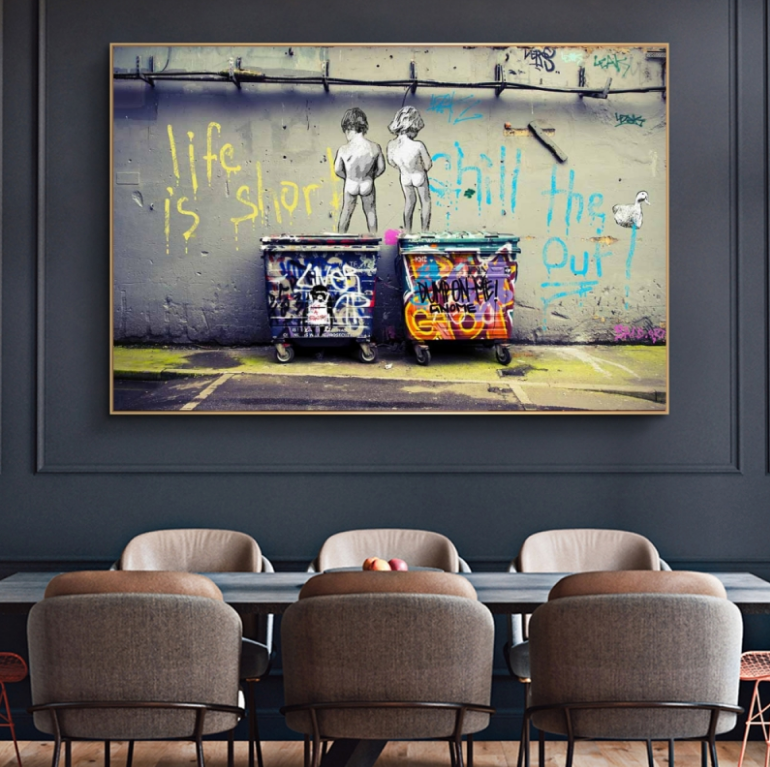 MEGA XXXL 160X90 CM Leinwandbilder inkl. Holzrahmen W51 BANKSY ART KEEP CALM LIFE IS SHORT CHILL THE DUCK OUT STREET ART Enten Ducks