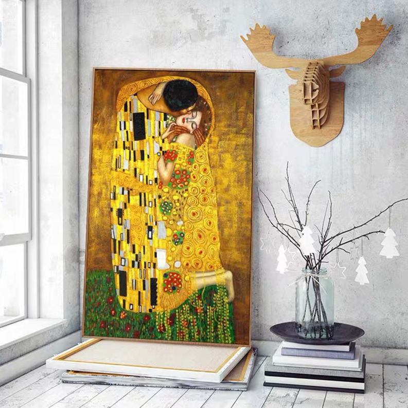 MEGA XXXL 160X90 CM Leinwandbilder inkl. Holzrahmen L3 KUSS KLIMT