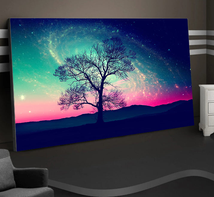 MEGA XXXL 160X90 CM Leinwandbilder inkl. Holzrahmen X453 Neonbaum