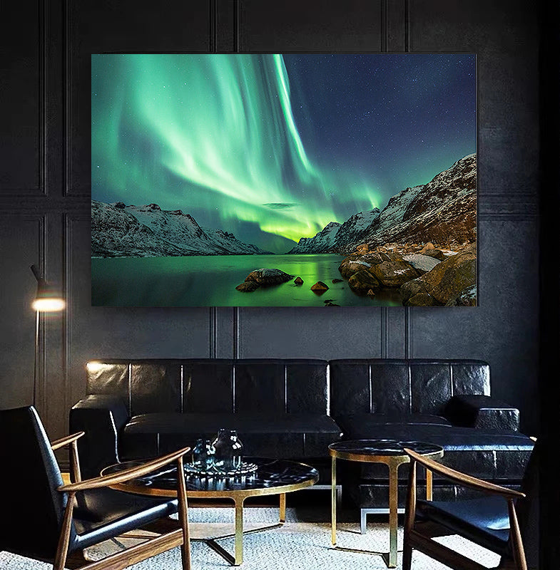 MEGA XXXL 160X90 CM Leinwandbilder inkl. Holzrahmen L132 AURORA Polarlicht