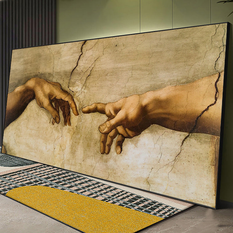 MEGA XXXL 160X90 CM Leinwandbilder inkl. Holzrahmen W7 Touch Die Erschaffung Adams Michelangelo Buonarroti Sixtinische Kapelle Fresko