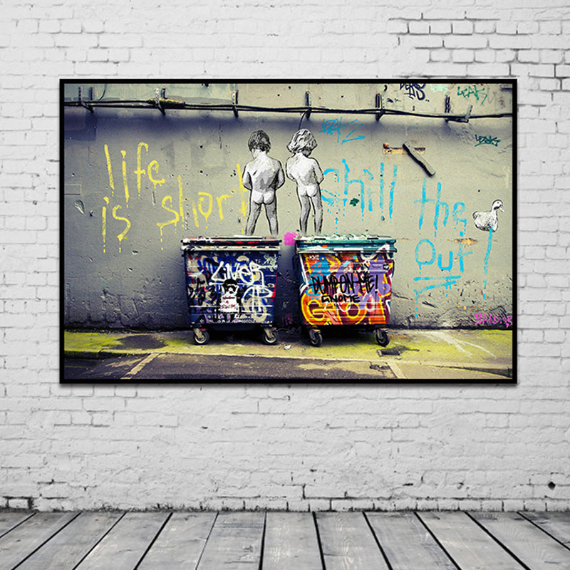 MEGA XXXL 160X90 CM Leinwandbilder inkl. Holzrahmen W51 BANKSY ART KEEP CALM LIFE IS SHORT CHILL THE DUCK OUT STREET ART Enten Ducks