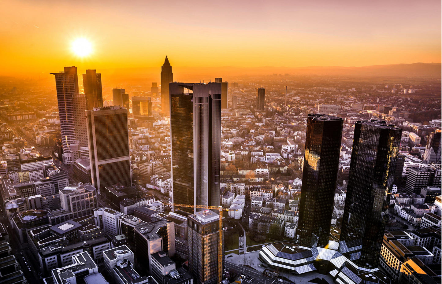 L137 - MEGA XXXL 160X90 CM Leinwandbilder inkl. Holzrahmen - SKYLINE FRANKFURT CITY STADTBLICK MODERN