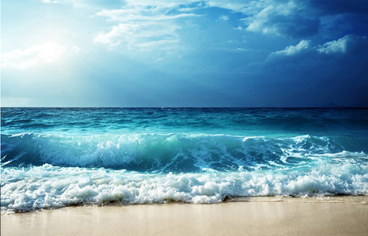 L202 - MEGA XXXL 160X90 CM Leinwandbilder inkl. Holzrahmen - STRAND AM OZEAN BLAU WOLKEN HIMMEL NATUR