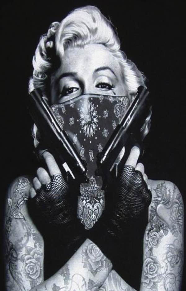 MEGA XXXL 160X90 CM Leinwandbilder inkl. Holzrahmen - MARILYN GUNS W68