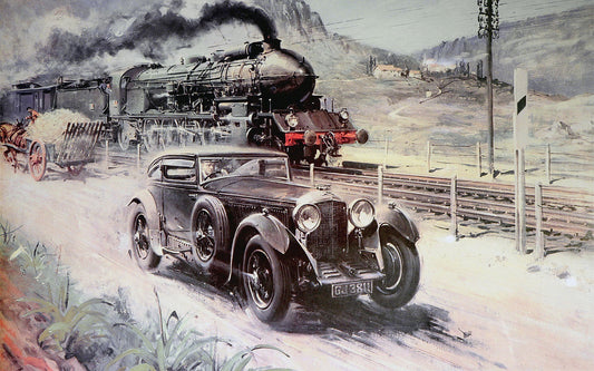 X188 - MEGA XXXL 160X90 CM Leinwandbilder inkl. Holzrahmen - Gemälde Handgemalt Zug Oldtimer Retro Alte Zeiten