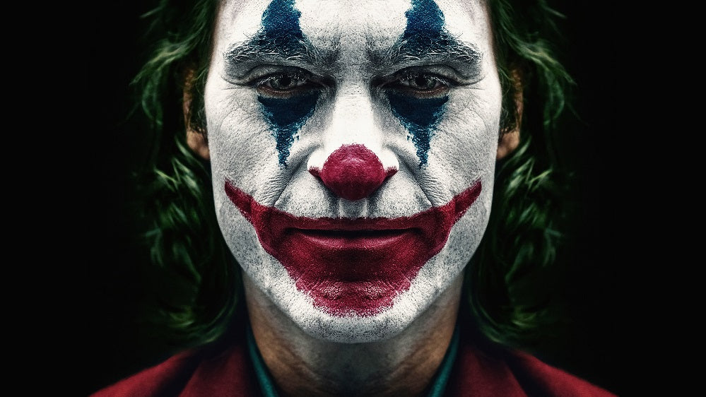 X288- MEGA XXXL 160X90 CM Leinwandbilder inkl. Holzrahmen - Joker Make Up Face Bösewicht im Film Batman