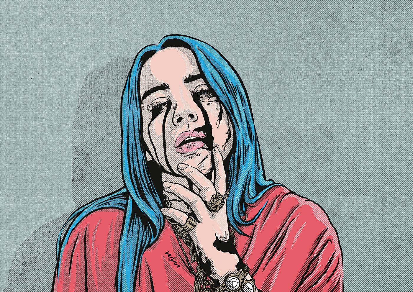 X328 - XXL LEINWANDBILDER - LEINWANDDRUCK MIT HOLZRAHMEN - Billie Eilish Vektor Art Digital Modern