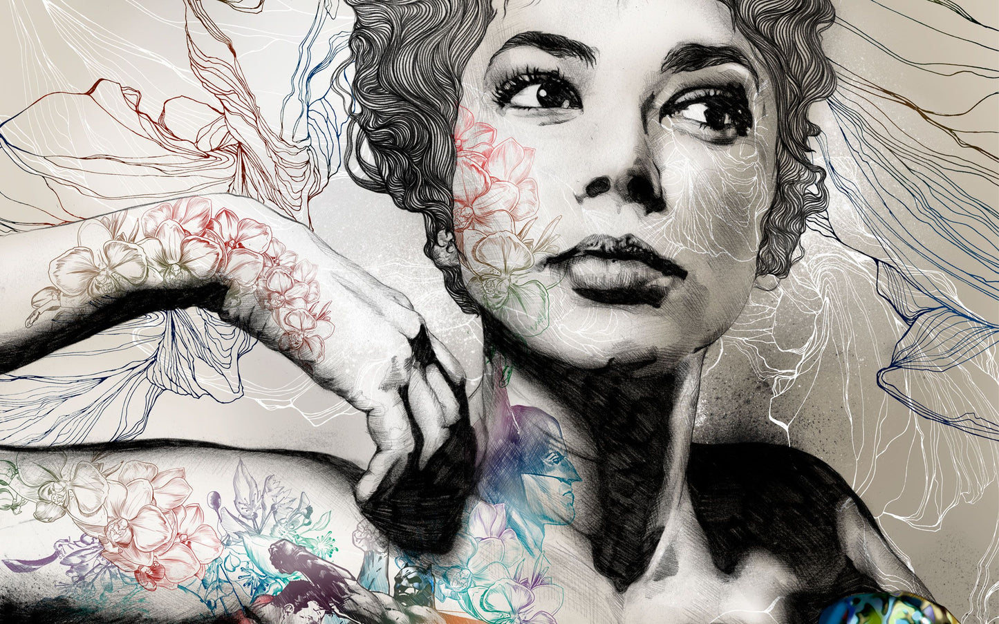 X331 - XXL LEINWANDBILDER - LEINWANDDRUCK MIT HOLZRAHMEN - Frau Modern Art Vektor Digital Art