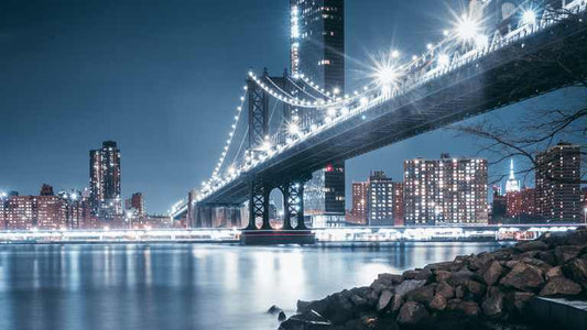 X390 - MEGA XXXL 160X90 CM Leinwandbilder inkl. Holzrahmen - Brücke Brooklyn New York