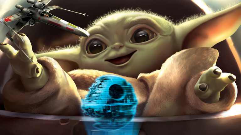 X392 - MEGA XXXL 160X90 CM Leinwandbilder inkl. Holzrahmen - Baby Yoda Star Wars