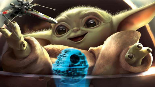 X392 - MEGA XXXL 160X90 CM Leinwandbilder inkl. Holzrahmen - Baby Yoda Star Wars