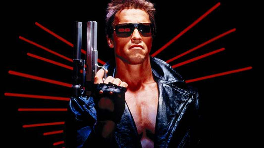 X406 - MEGA XXXL 160X90 CM Leinwandbilder inkl. Holzrahmen - Terminator Schwarzenegger Waffen