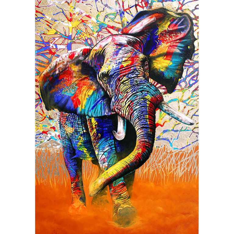 X422 - MEGA XXXL 160X90 CM Leinwandbilder inkl. Holzrahmen - Elefant Handgemalt