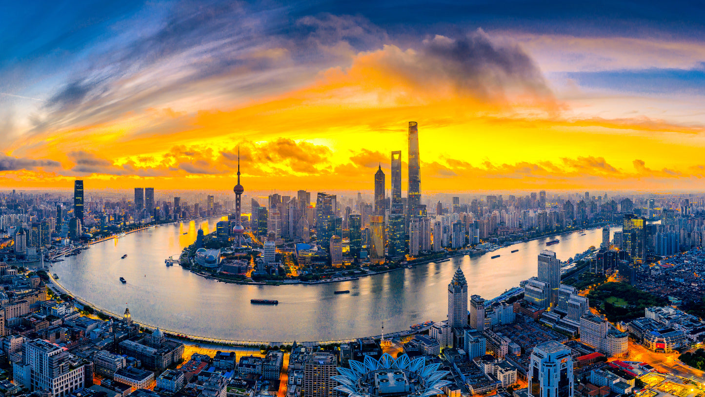 X45 - SHANGHAI MEGA XXXL 160X90 CM Leinwandbilder inkl. Holzrahmen