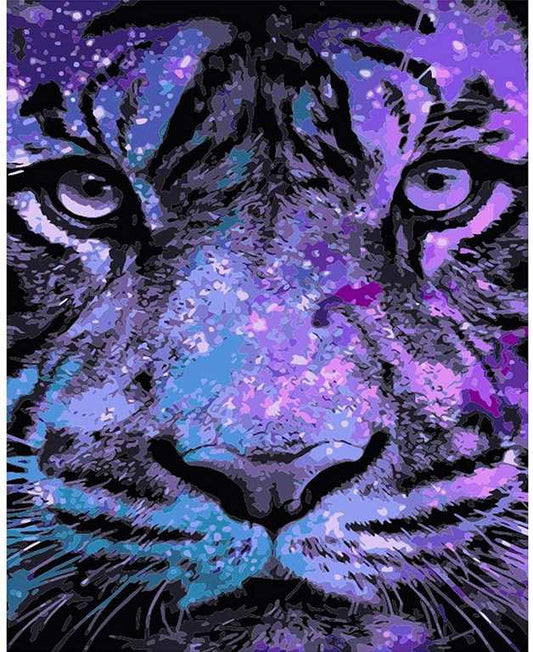 X476 - MEGA XXXL 160X90 CM Leinwandbilder inkl. Holzrahmen - Tiger Lila Neon Modern
