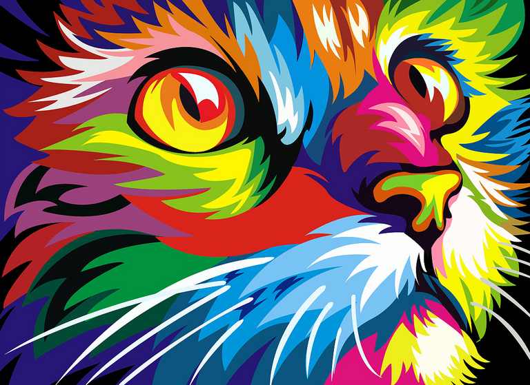 X492 - MEGA XXXL 160X90 CM Leinwandbilder inkl. Holzrahmen - Katze Malerei